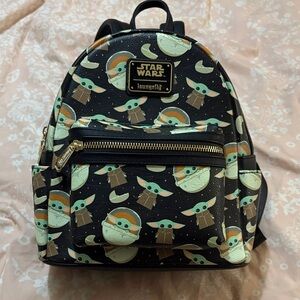 Star Wars x Loungefly Black Baby Yoda (Grogu) Mini Backpack